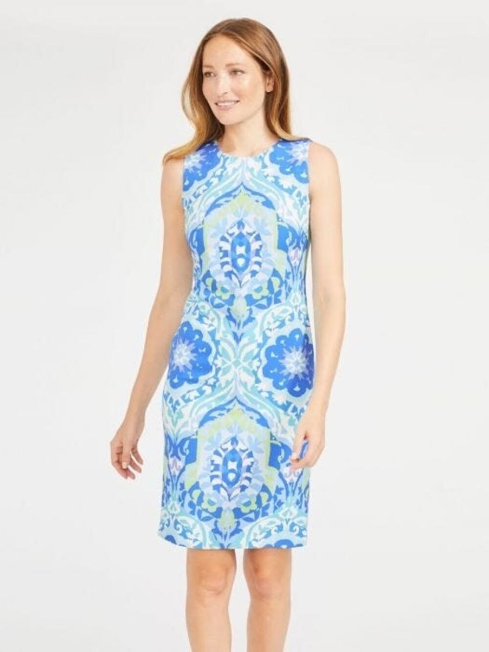 J. Mclaughlin Belinda Shift Dress Aqua/White/Blue sz 4